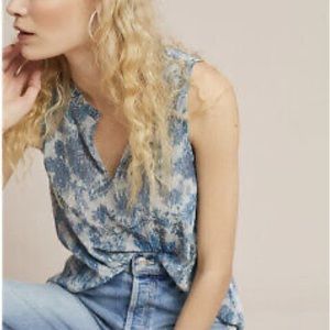 Anthropologie blue sleeveless blouse S